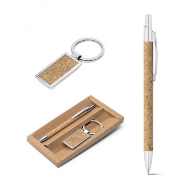 NATURA rinkinys su rašikliu ir metaliniu raktų pakabuku 11