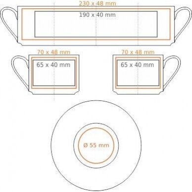Spalvingas keramikinis puodelis su lėkštute 7