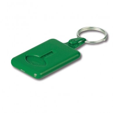 Spalvingas plastikinis raktų pakabukas su įdėta moneta 6